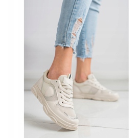 Ideal Shoes Beige Sneakers With Mesh 2
