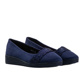 Suede ballerinas on the Maritza wedge heel navy blue 1