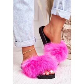 PS1 Women's slippers with fur Belmondo fuchsia pink 2