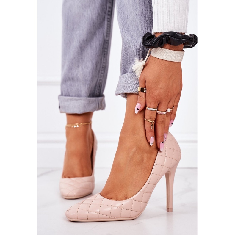 PS1 Elegant Beige Quilted Heels Rosanna 2