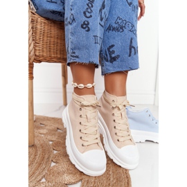 FB2 Women's High Sneakers Beige Trissy On A Large Sole 1