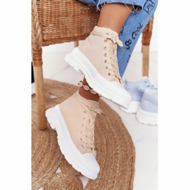 FB2 Women's High Sneakers Beige Trissy On A Large Sole 2