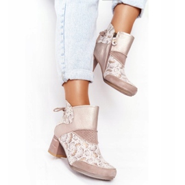 Women's Leather Boots On A Heel Maciejka Gold Beige 03963-20 golden 2