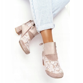 Women's Leather Boots On A Heel Maciejka Gold Beige 03963-20 golden 1