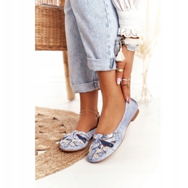 Women's leather ballerinas Maciejka Blue 01358-45 2