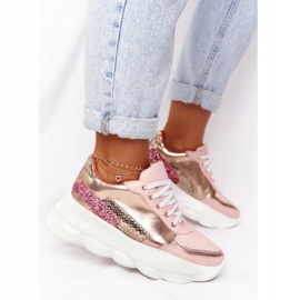 Women's sports shoes on the platform lu boo pink golden 2