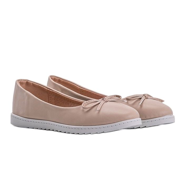 Ladies' beige ballerinas with a Bridget bow 1