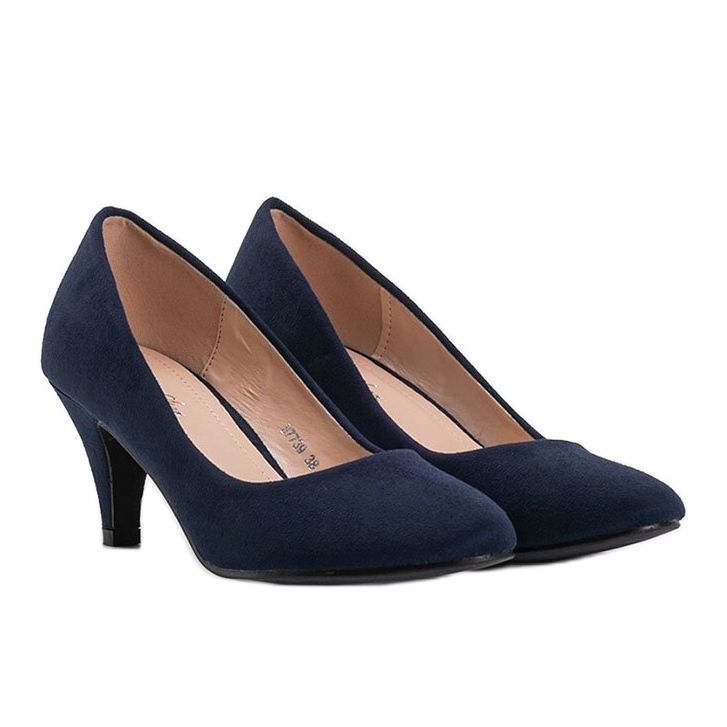 Navy blue eco-suede Karissa pumps 1