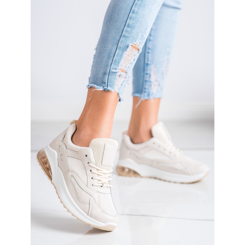 SHELOVET Beige Sneakers With Mesh 1