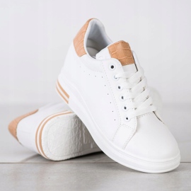 Ideal Shoes Spring Wedge Sneakers white 2