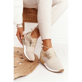 FB2 Women's Sport Shoes Sneakers Beige and Gold Netta golden 2
