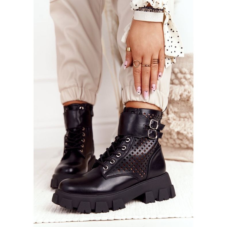 FB2 Openwork Boots Workers On The Black Blown Away Platform 1