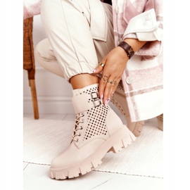 FB2 Openwork Booties Workers On The Beige Platform Blown Away 2