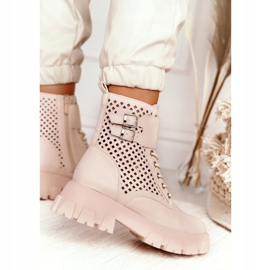 FB2 Openwork Booties Workers On The Beige Platform Blown Away 1