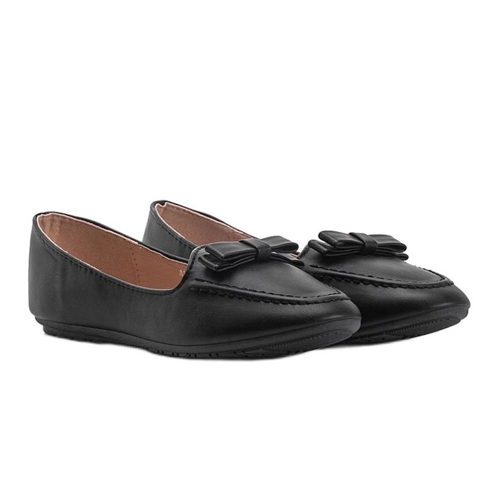 Ladies' black moccasins with Ingrid bow 1