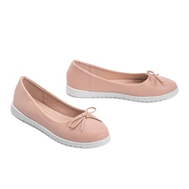 Nude ballerinas with a Bridget bow pink 1