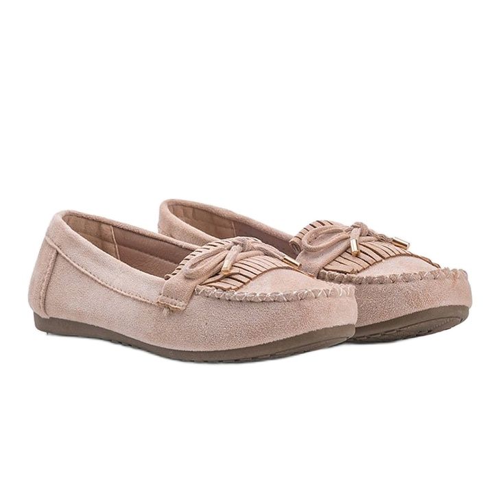 Kira beige eco-suede loafers 1
