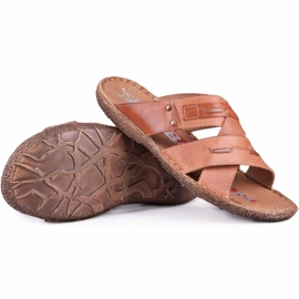 Kampol Men's leather slippers 201 / C3 brown 1