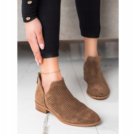 VINCEZA spring openwork boots brown 2