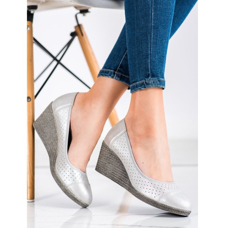 Goodin Silver Wedge Pumps 1