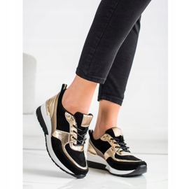 Black and gold leather sneakers VINCEZA golden 1