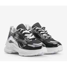Black sneakers with holographic inserts Karlie 1