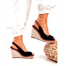 PS1 Tommy Black Braided Wedge Sandals brown 3