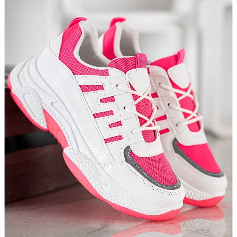 SHELOVET Comfortable Sneakers With Mesh BH-001RO white pink 3
