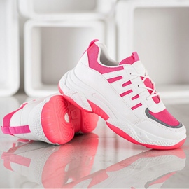 SHELOVET Comfortable Sneakers With Mesh BH-001RO white pink 2