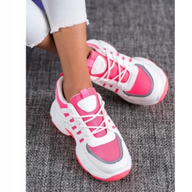 SHELOVET Comfortable Sneakers With Mesh BH-001RO white pink 1