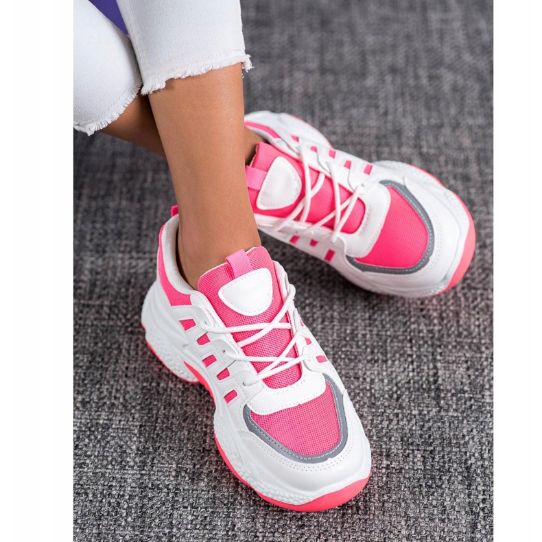 SHELOVET Comfortable Sneakers With Mesh BH-001RO white pink 1
