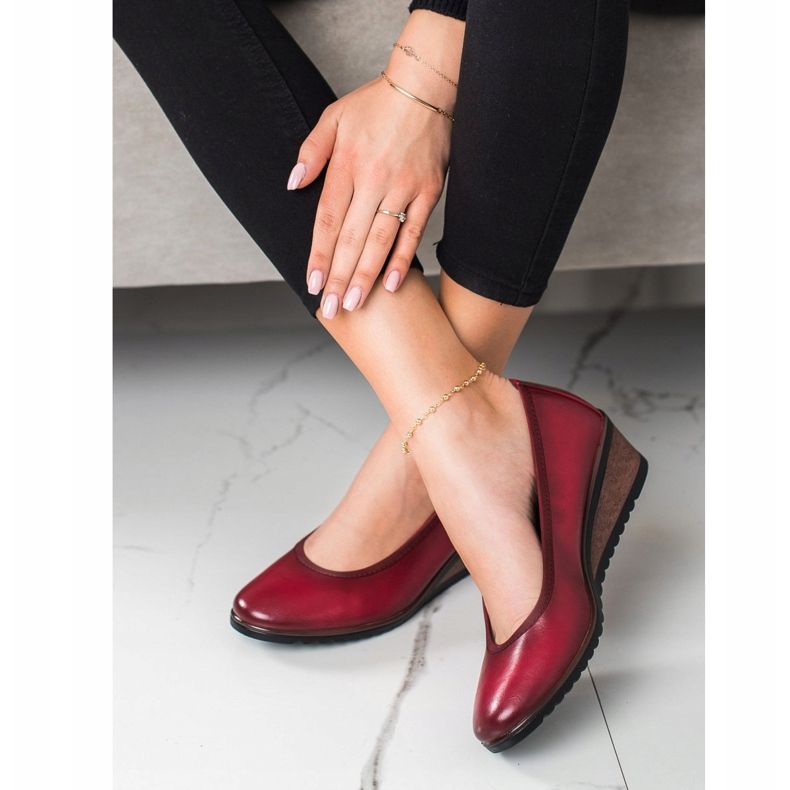 Burgundy ballerinas on the wedge VINCEZA red 1