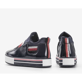 Navy blue lacquered Kaitlynn trainers 1