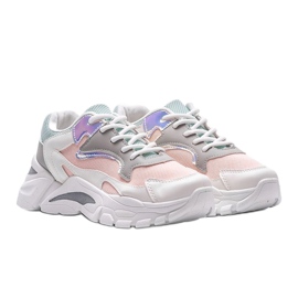White and pink Lesly sneakers 1