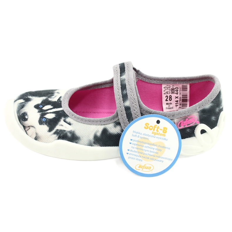 Befado children's slippers 114x440 colorful with dog application white 6