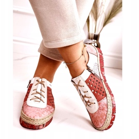 Women's leather shoes Maciejka Coral 03339-43 beige white red pink 3