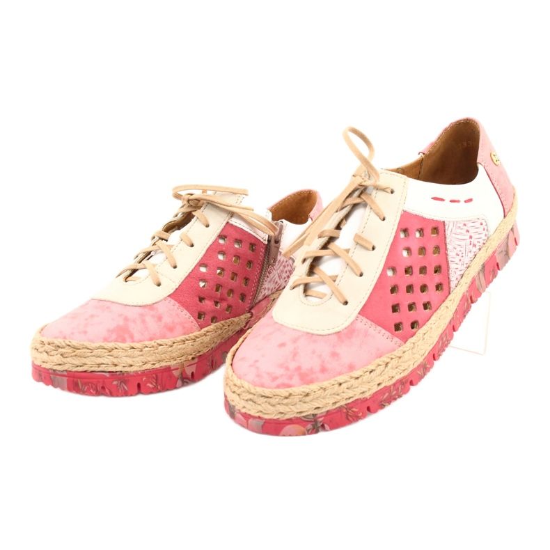 Women's leather shoes Maciejka Coral 03339-43 beige white red pink 5
