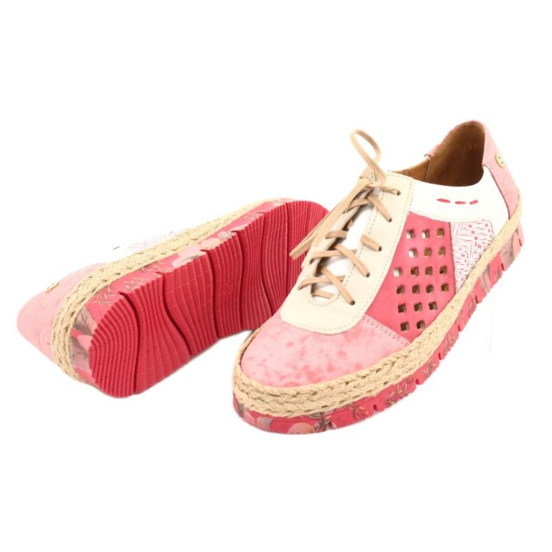 Women's leather shoes Maciejka Coral 03339-43 beige white red pink 6