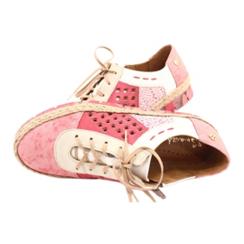 Women's leather shoes Maciejka Coral 03339-43 beige white red pink 7