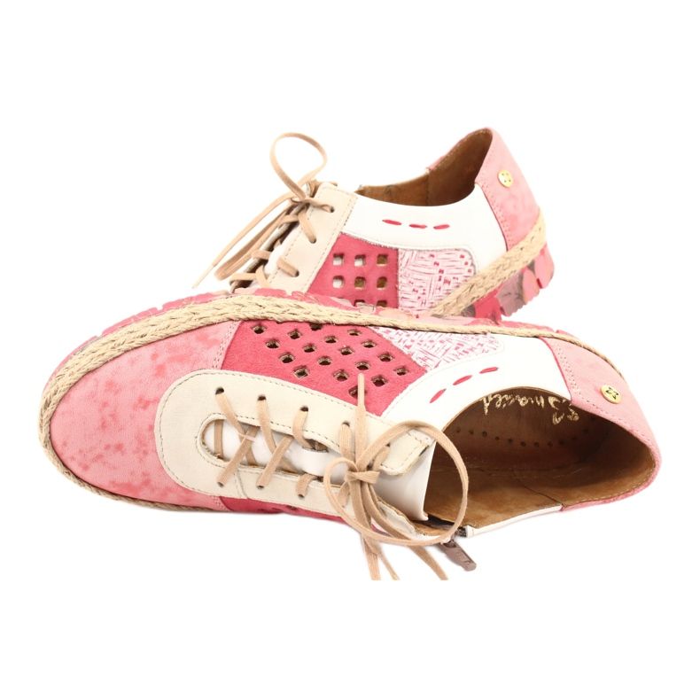 Women's leather shoes Maciejka Coral 03339-43 beige white red pink 7