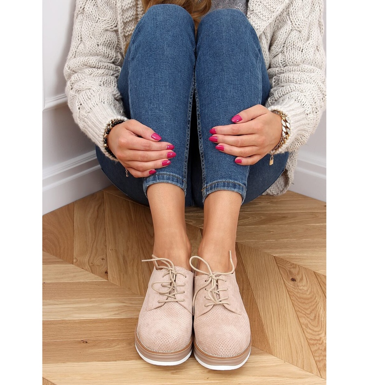 Women's lace-up loafers beige 8988-45 Beige 2