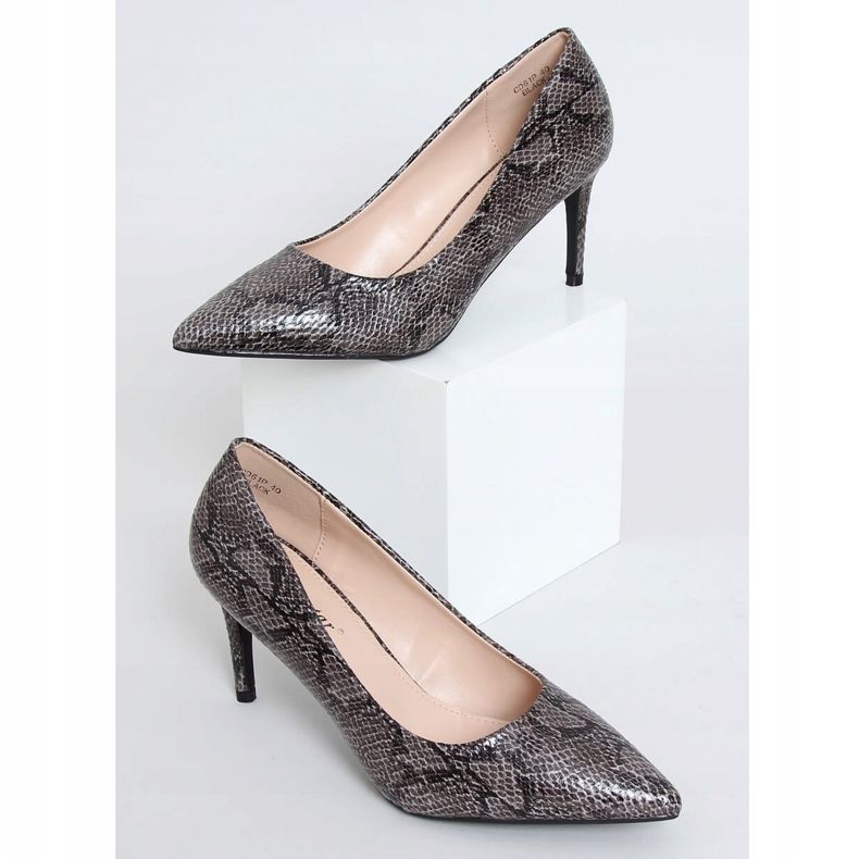 Women's high heels snake skin black CD61P Black 1