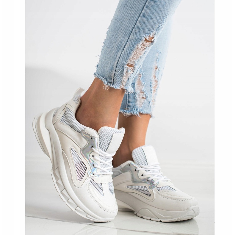 SHELOVET White Sneakers On The Platform 1