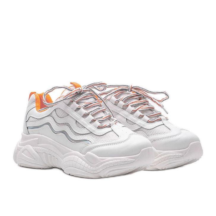 White sneakers with orange Jasmin inserts 1
