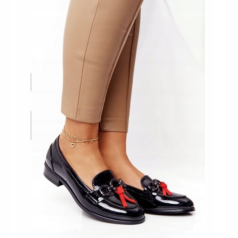 Elegant Women's Loafers Vinceza 10585 Lacquered Black 1