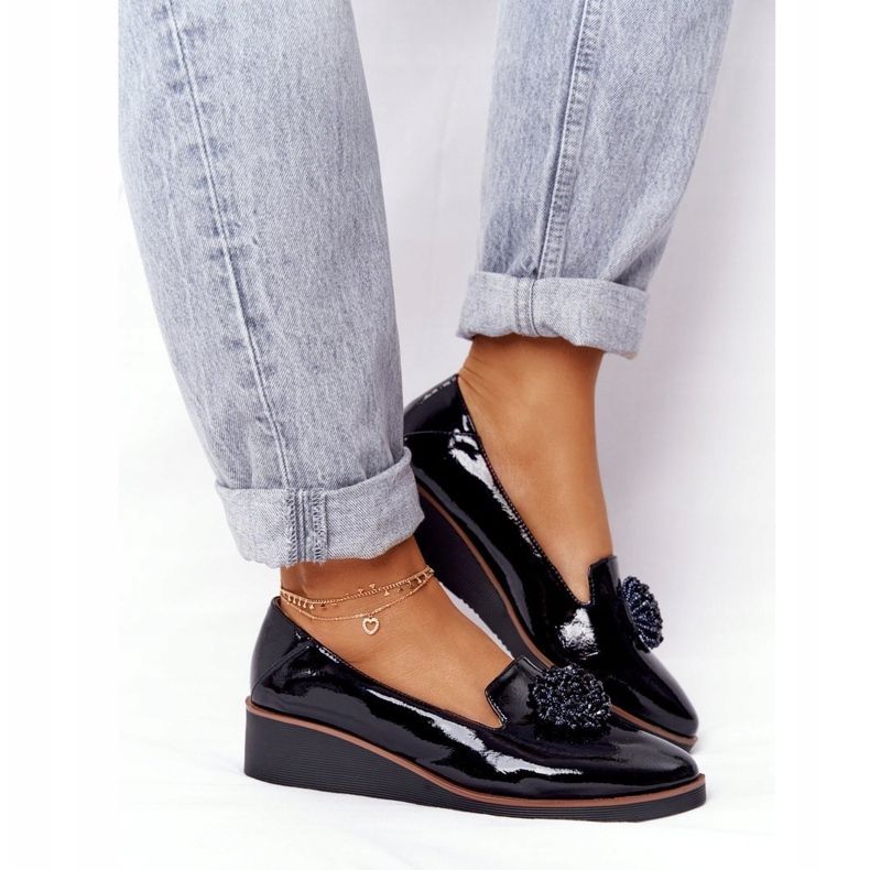 Elegant Shoes On Wedge Vinceza 10580 Lacquered Black 2