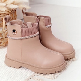 Apawwa Children's Boots With Sequins Beige Toffees 2