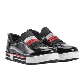 Black patent Jayde trainers 1