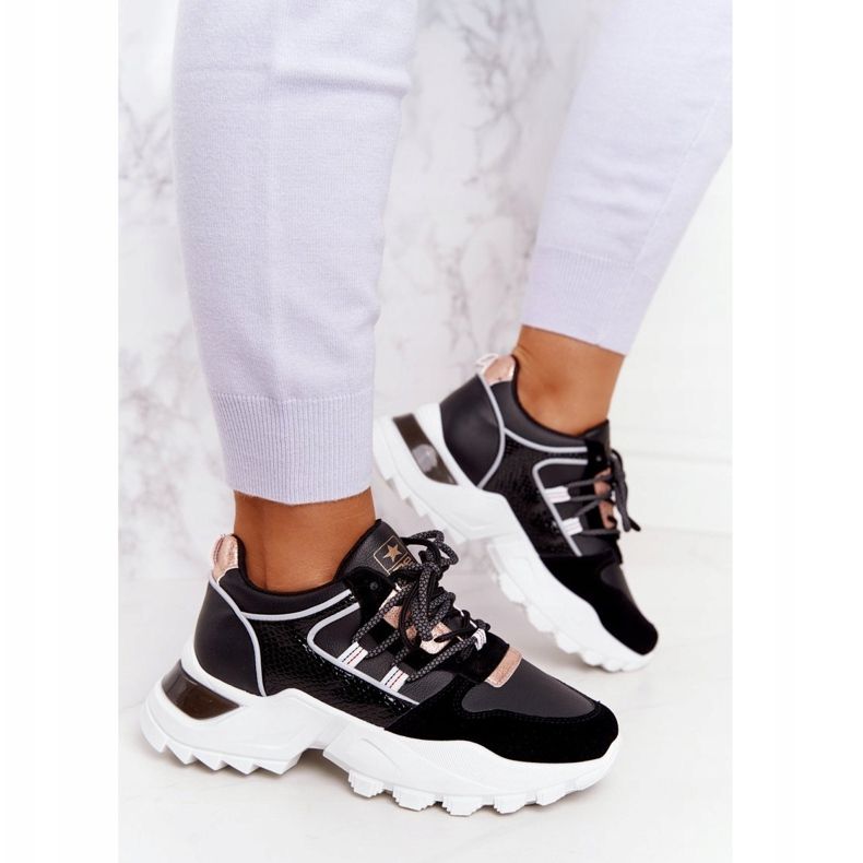 EVE Women's Sneakers On A Massive Black Power Sole golden 2