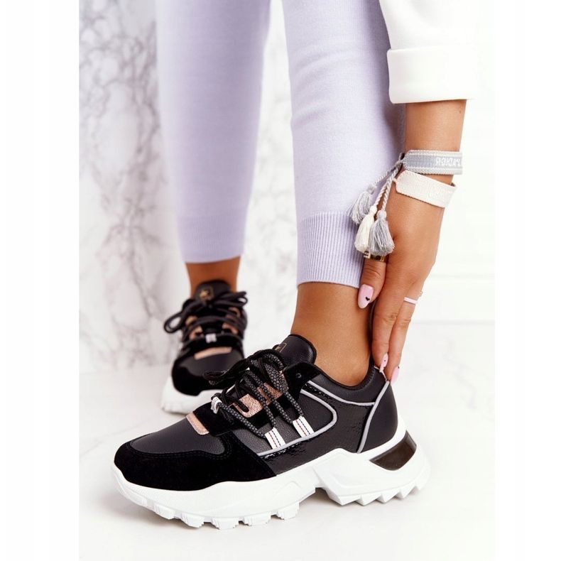 EVE Women's Sneakers On A Massive Black Power Sole golden 1